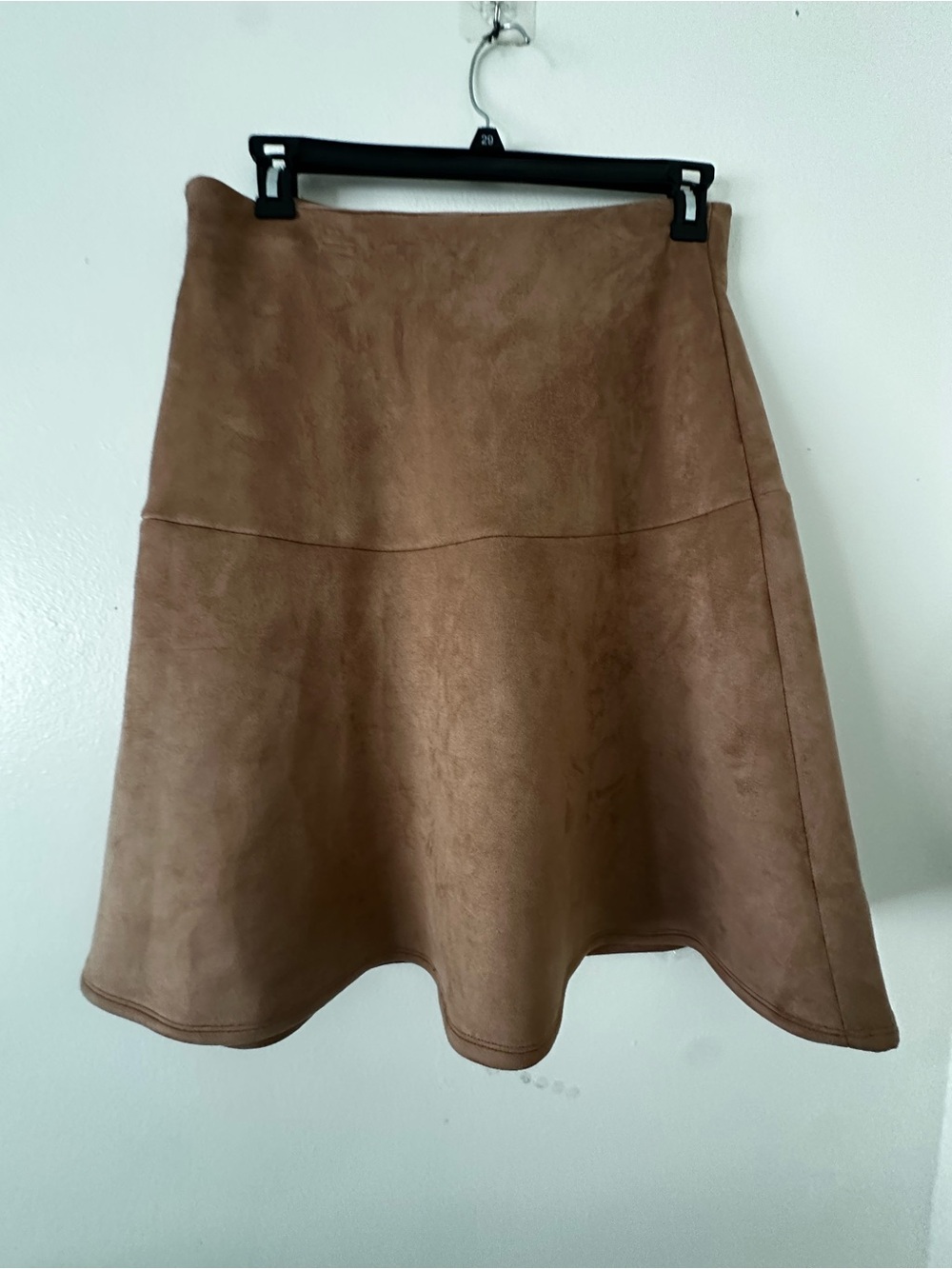 Anne Klein Faux Suede A-Line Skirt in Tan